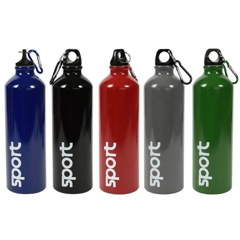 1 Pezzo Borraccia Termica in Alluminio con Moschettone 750 ml 5 Colori