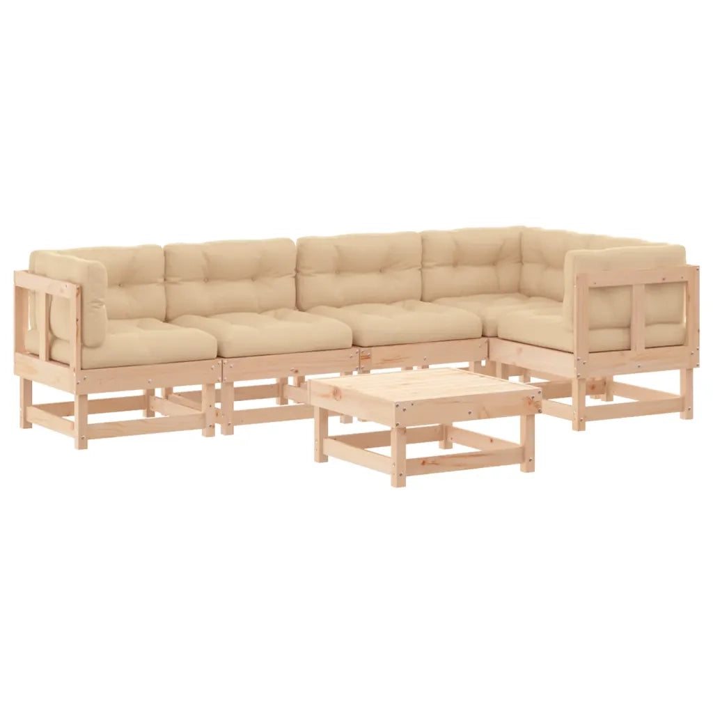 Set Divani da Giardino 6 pz con Cuscini in Legno Massello