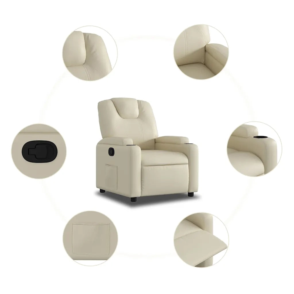 Divano Sedia-Poltrona reclinabile in similpelle color crema 457662