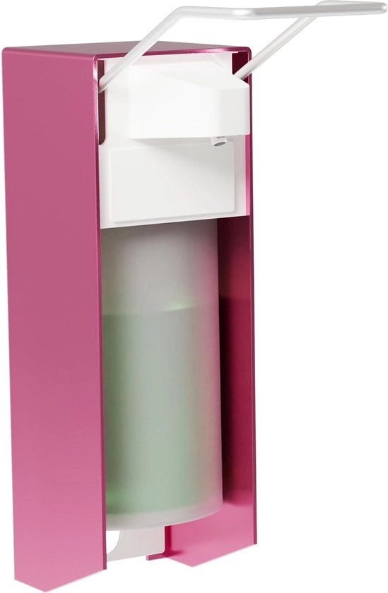 Dispensatore di sapone, con montaggio a molla, rosso, con inserto di gomma, per disinfettanti e sapone per le mani, 500ml, alluminio.