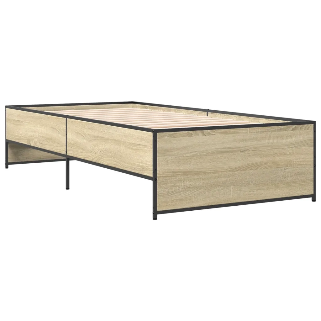 Giroletto-Struttura Letto Rovere Sonoma 75x190cm in Legno Multistrato e Metallo 541032