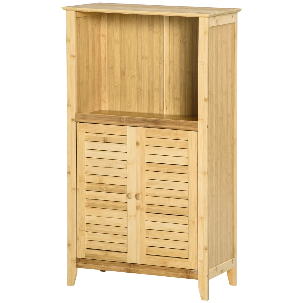 Mobiletto da bagno in bamb¨´ con ante e ripiano ¨C zephmum ¨C 50x25,5x92 cm naturale