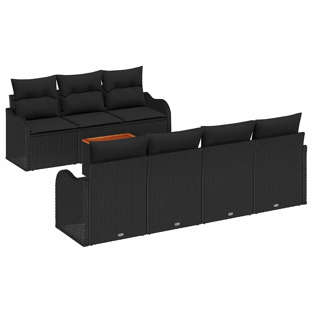 Set Divano da Giardino con archiviazione 8 pcs Nero polyrattan 3356084
