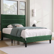 Letto imbottito 90x200 cm in velluto verde scuro con rete