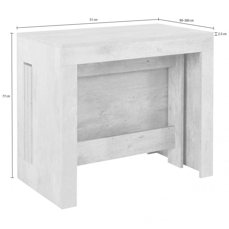 Console Estendibile Pratika – 52cm fino a 3 metri – Larice Bianco