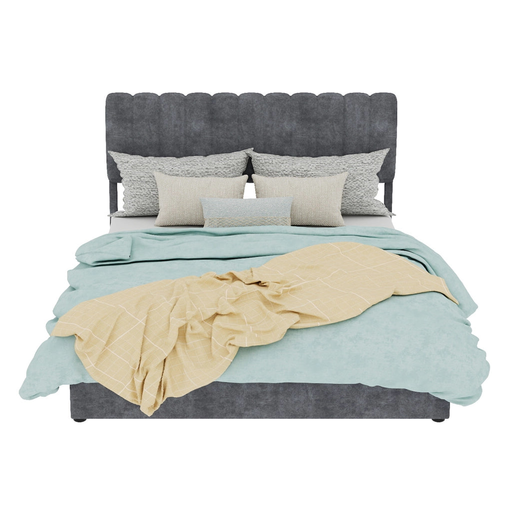 Letto imbottito 140 x 200 cm grigio con rivestimento in velluto