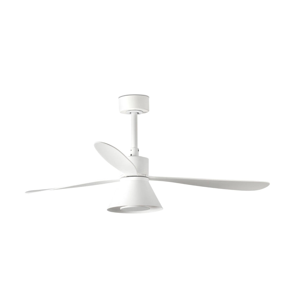 FARO Ventilatore a soffitto Amelia Ø1320 3 pale CCT TUYA bianco opaco acciaio motore DC 6 velocita soffitti inclinati modello Amelia