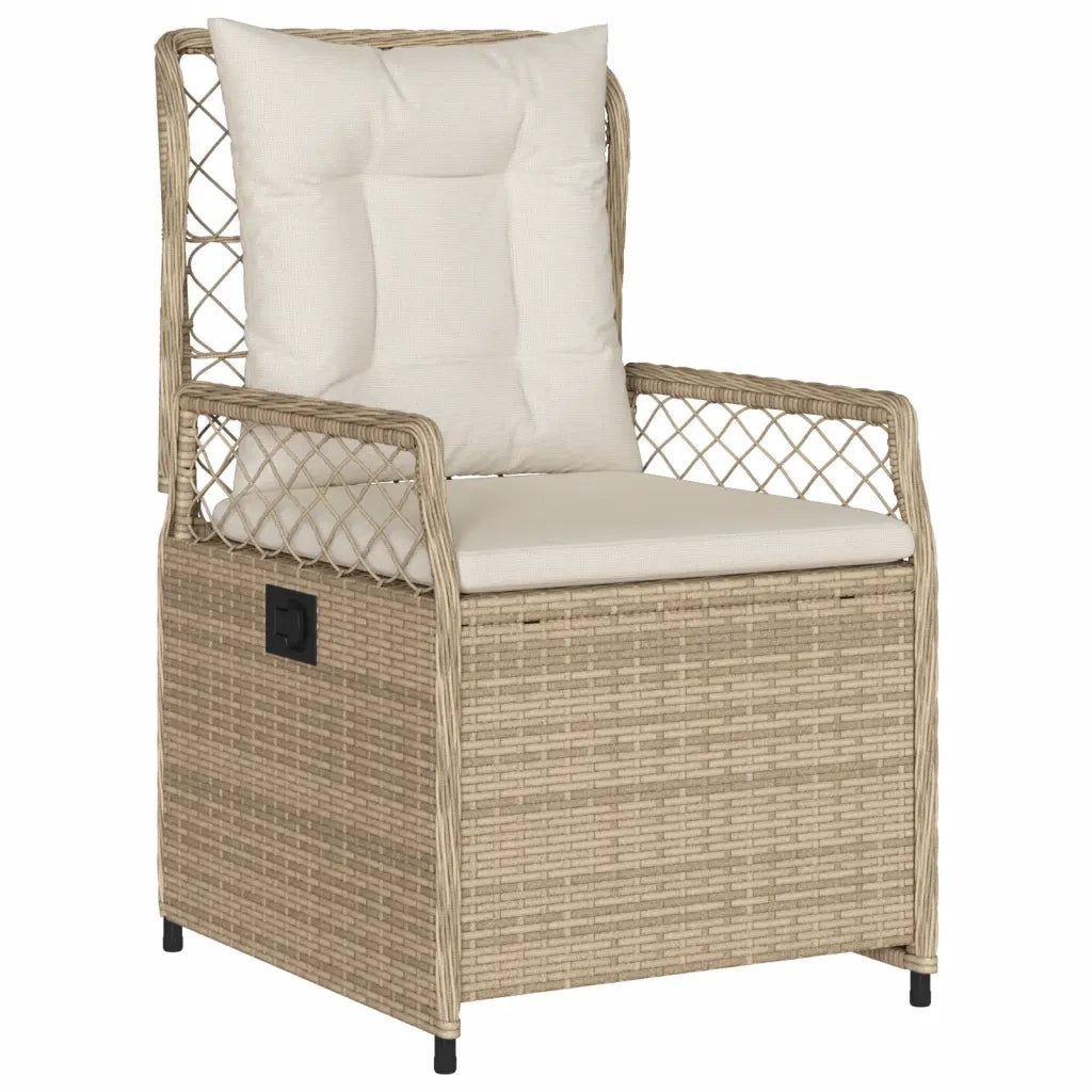 Set da Pranzo da Giardino 7 pz con Cuscini Beige in Polyrattan