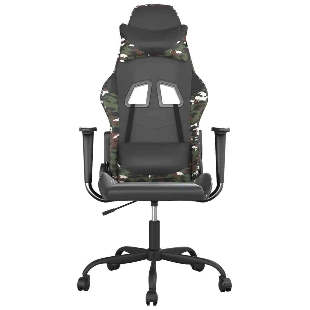 vidaXL Sedia da Gaming Massaggiante Nero e Mimetico in Similpelle