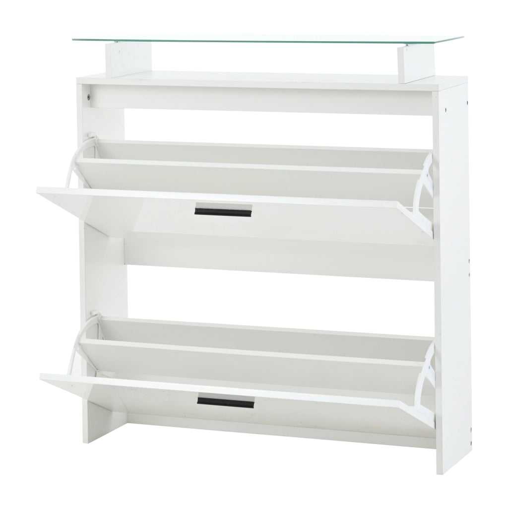 Set Guardaroba Ingresso 4 Pezzi Bianco 89;5×23×96;5 cm con Specchio; Scarpiera Lucida e 8 Ganci