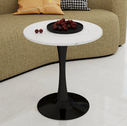 Tavolino rotondo in marmo artificiale nero bianco