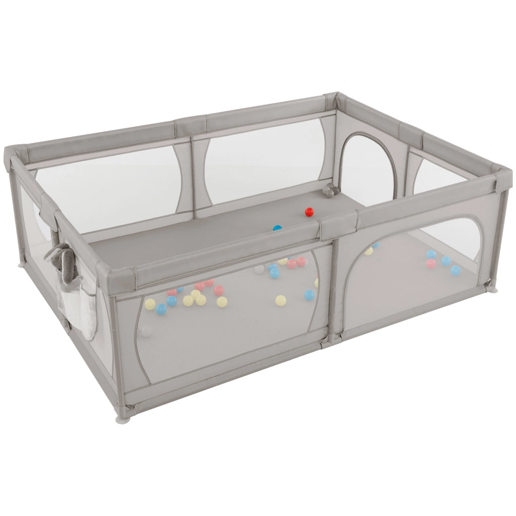 Recinto extra large per neonati e bambini con rete traspirante, Box per bambini per interno ed esterno con palline Grigio