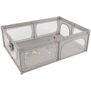 Recinto extra large per neonati e bambini con rete traspirante, Box per bambini per interno ed esterno con palline Grigio