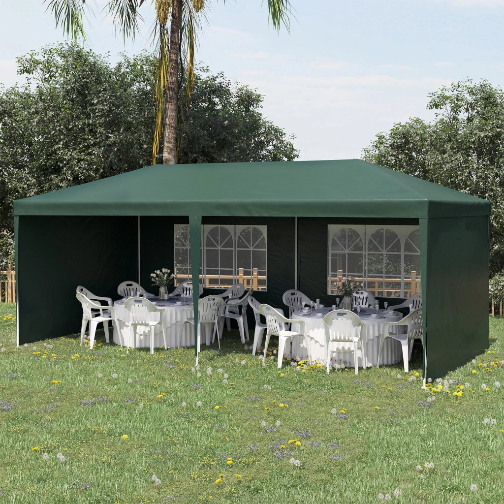 Tenda da giardino 6x3m con 4 pareti e 2 finestre ¨C zephmum ¨C Verde