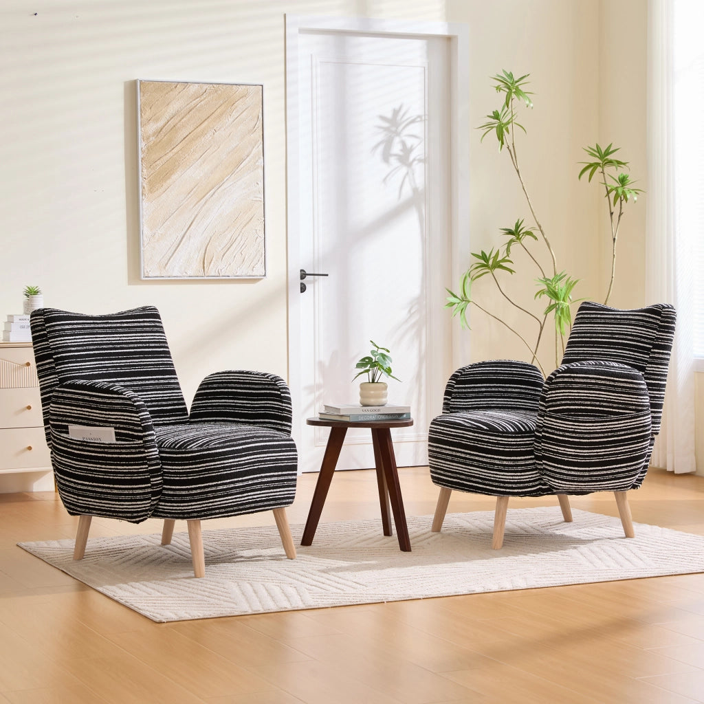POLTRONA moderna 77x81x87 cm in bouclé nero