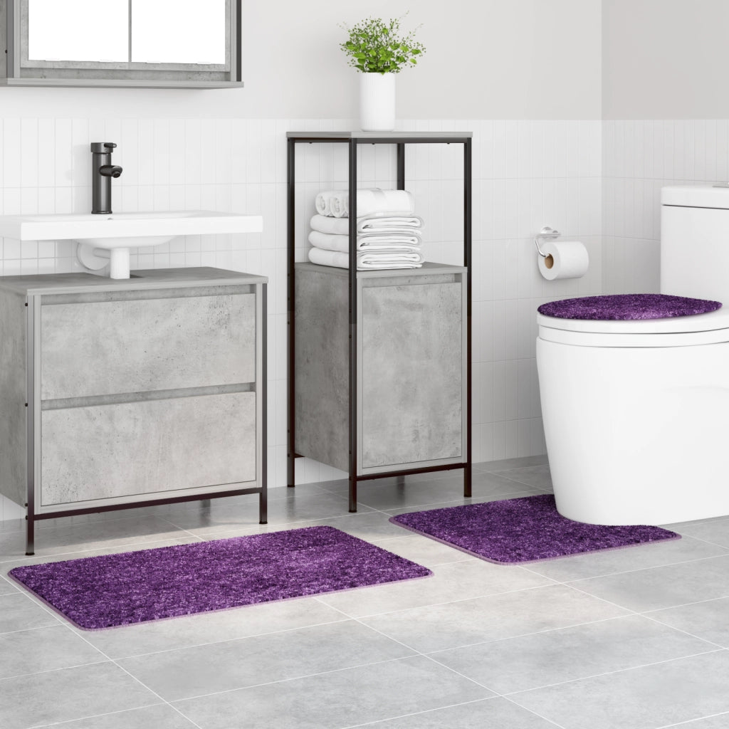 Set di 3 tappetini da bagno viola in polipropilene antiscivolo