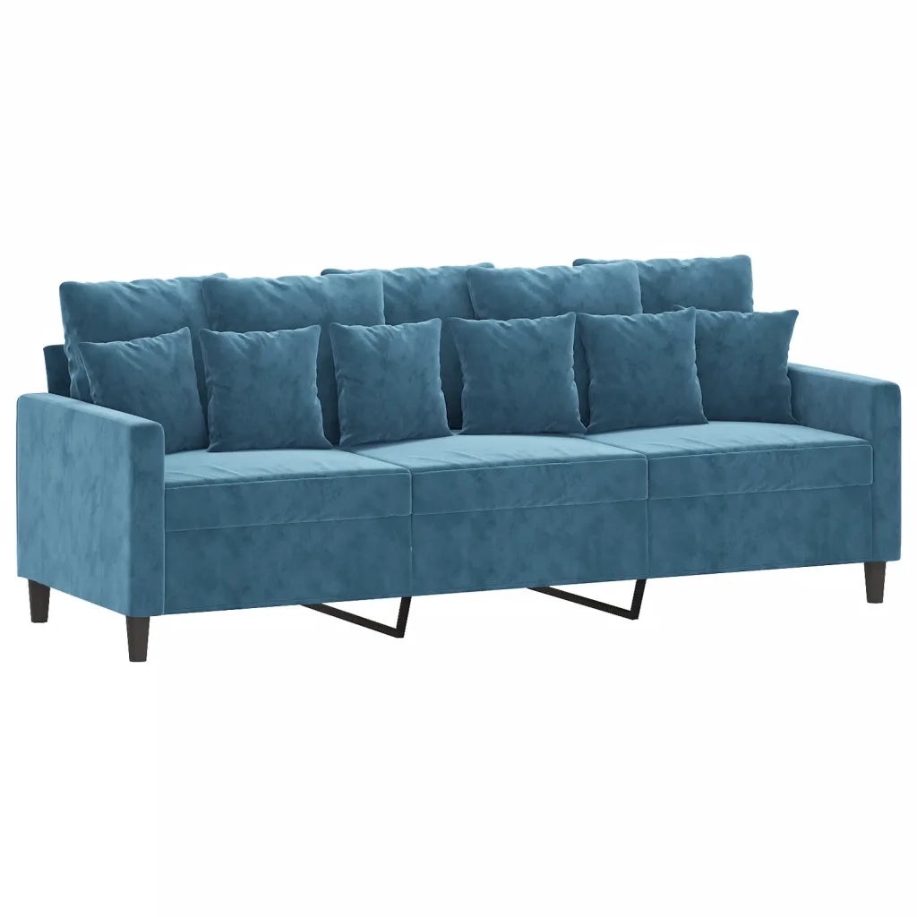 Set di Divani 4 pz con Cuscini Blu in Velluto