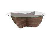 Tavolino in vetro "Liya" 90 x 90 x 30 cm - Noce