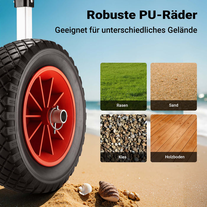Carrello da trasporto per kayak In alluminio con ruote in PU Ø 22 cm Larghezza regolabile Max 90 kg