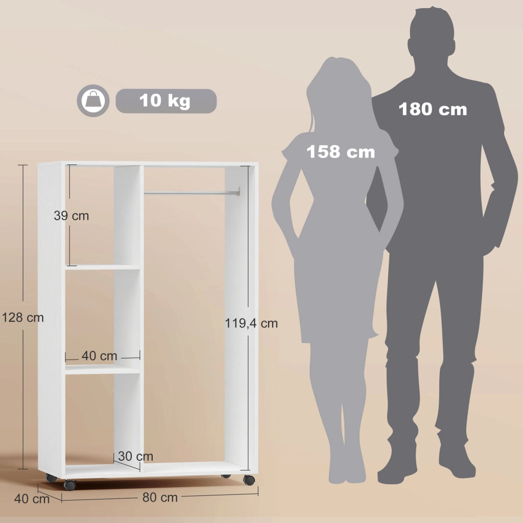 Armadio scorrevole su ruote ¨C zephmum ¨C bianco 80x40x128 cm