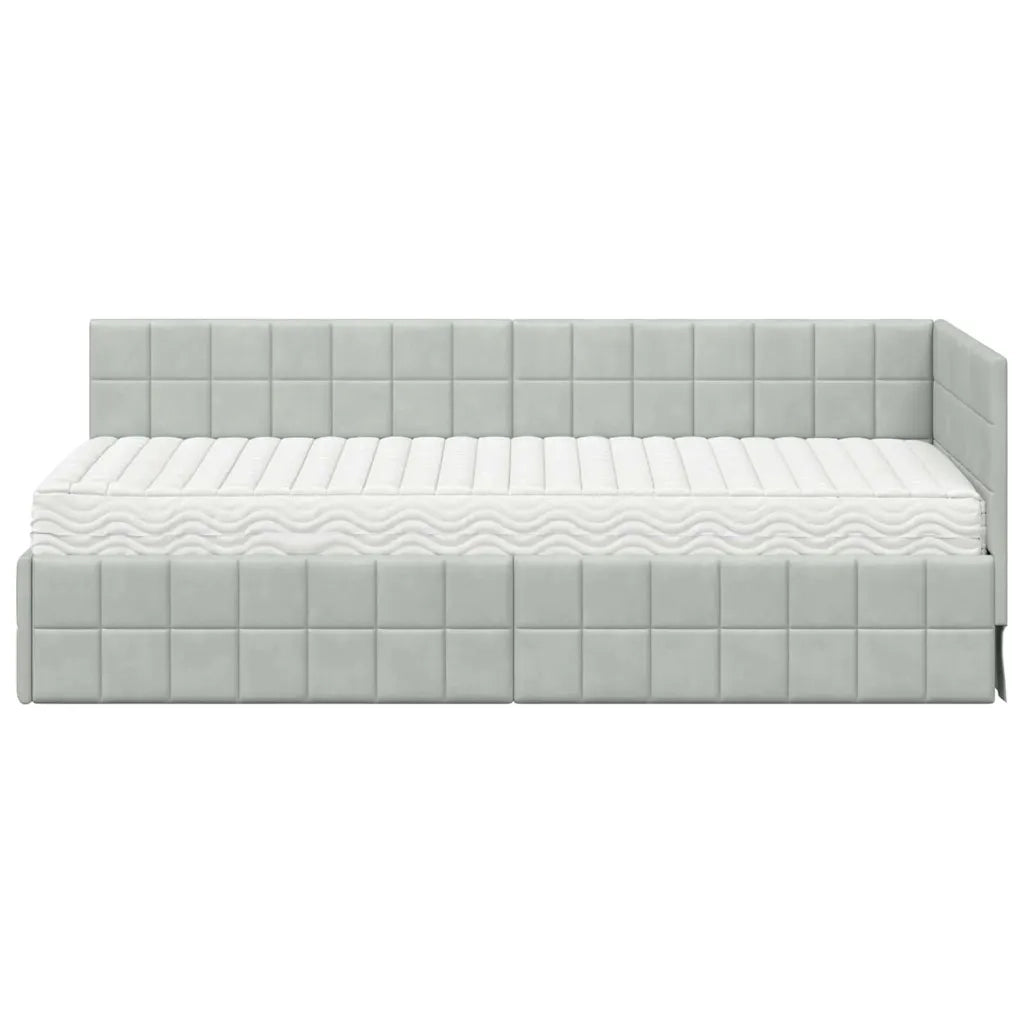 Struttura Letto Angolare con Materasso 2 pz-Giroletto con materasso Grigio chiaro 603927