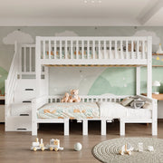 letto a castello legno mdf bianco 90x200 cm
