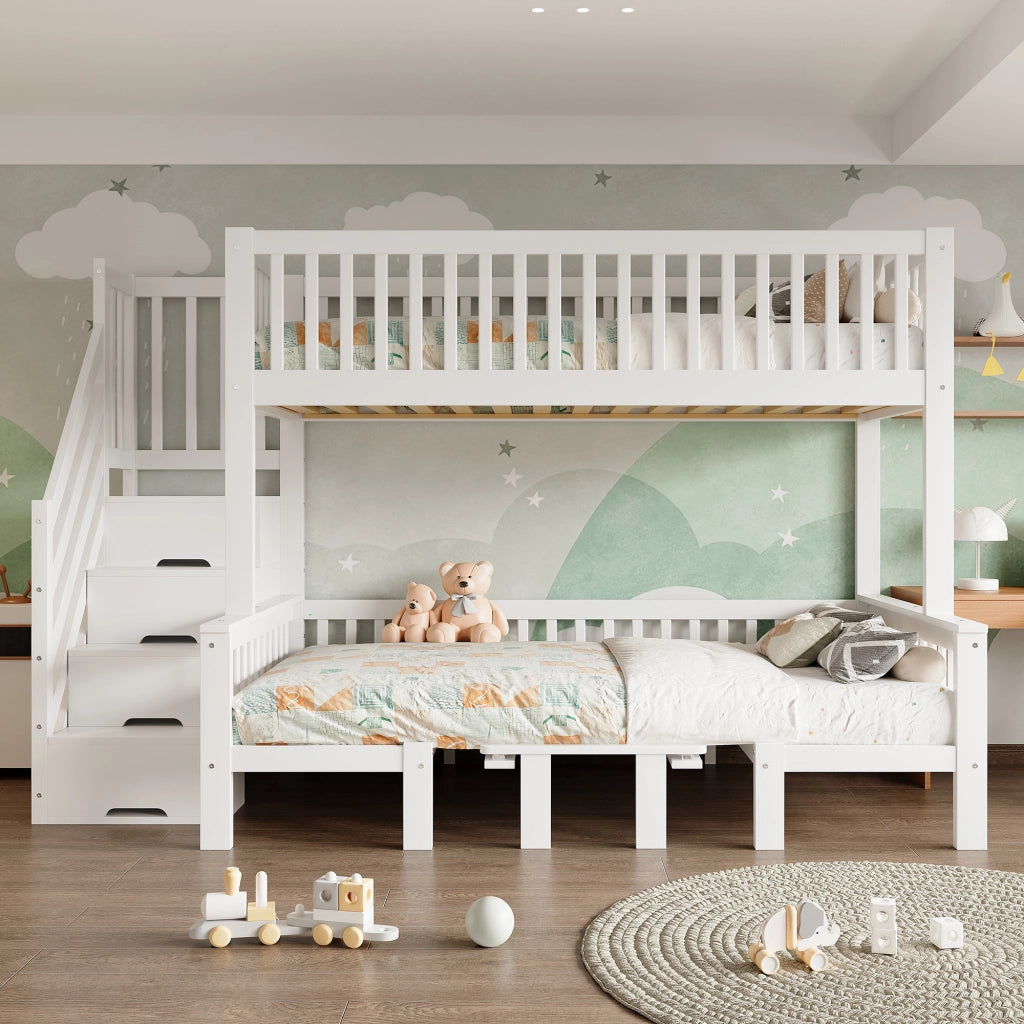 letto a castello legno mdf bianco 90x200 cm