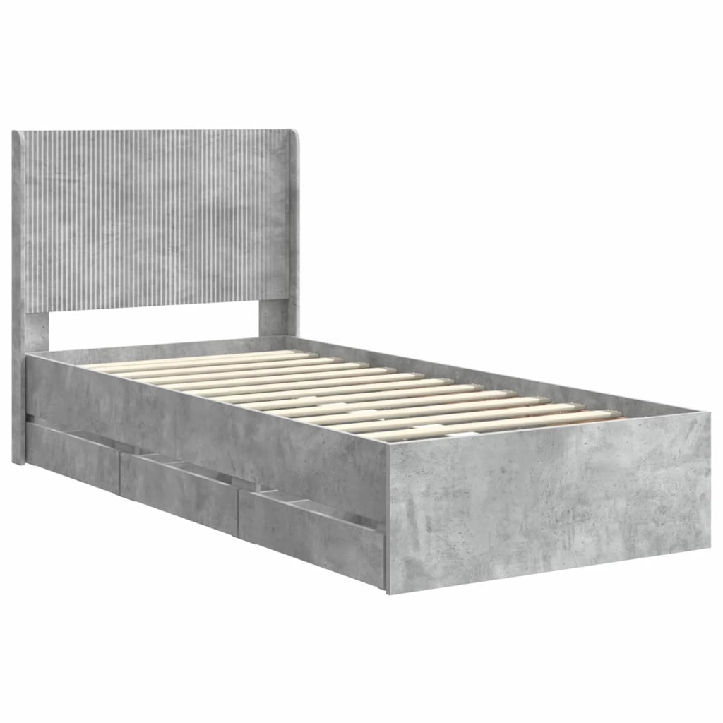 Struttura del letto con stoccaggio e testata Grigio Cemento 3413980