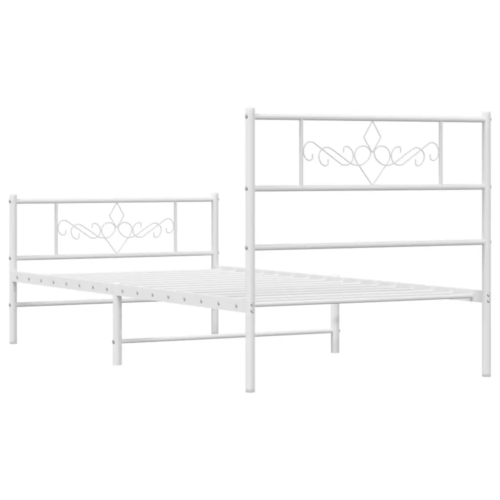 Giroletto con Testiera e Pediera Metallo Bianco 107x203 cm 355330