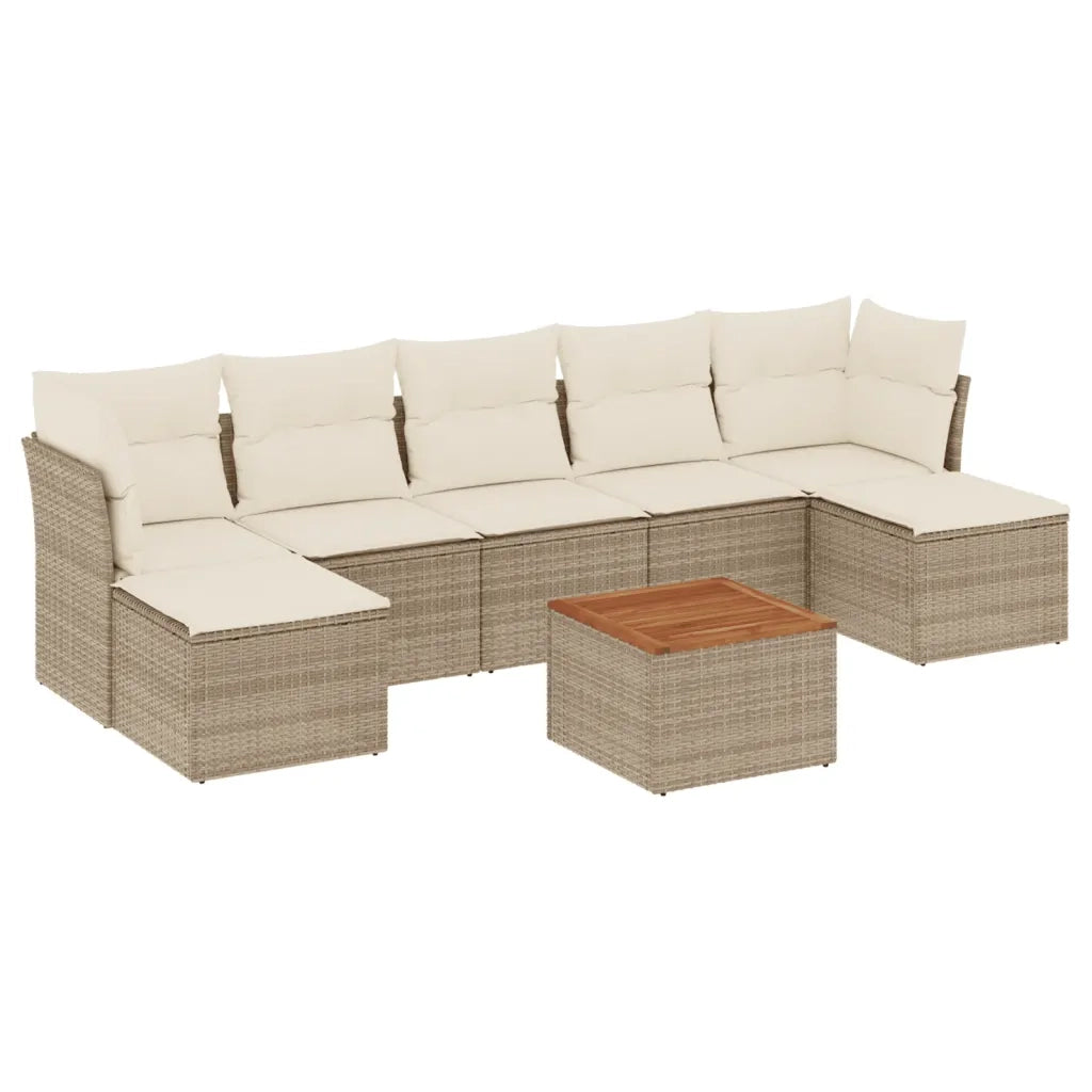 Set Divano da Giardino 8 pz con Cuscini Beige in Polyrattan 3223776