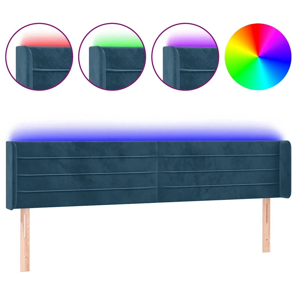 Testiera a LED-Testata con LED Blu Scuro 183x16x78/88 cm in Velluto 553903