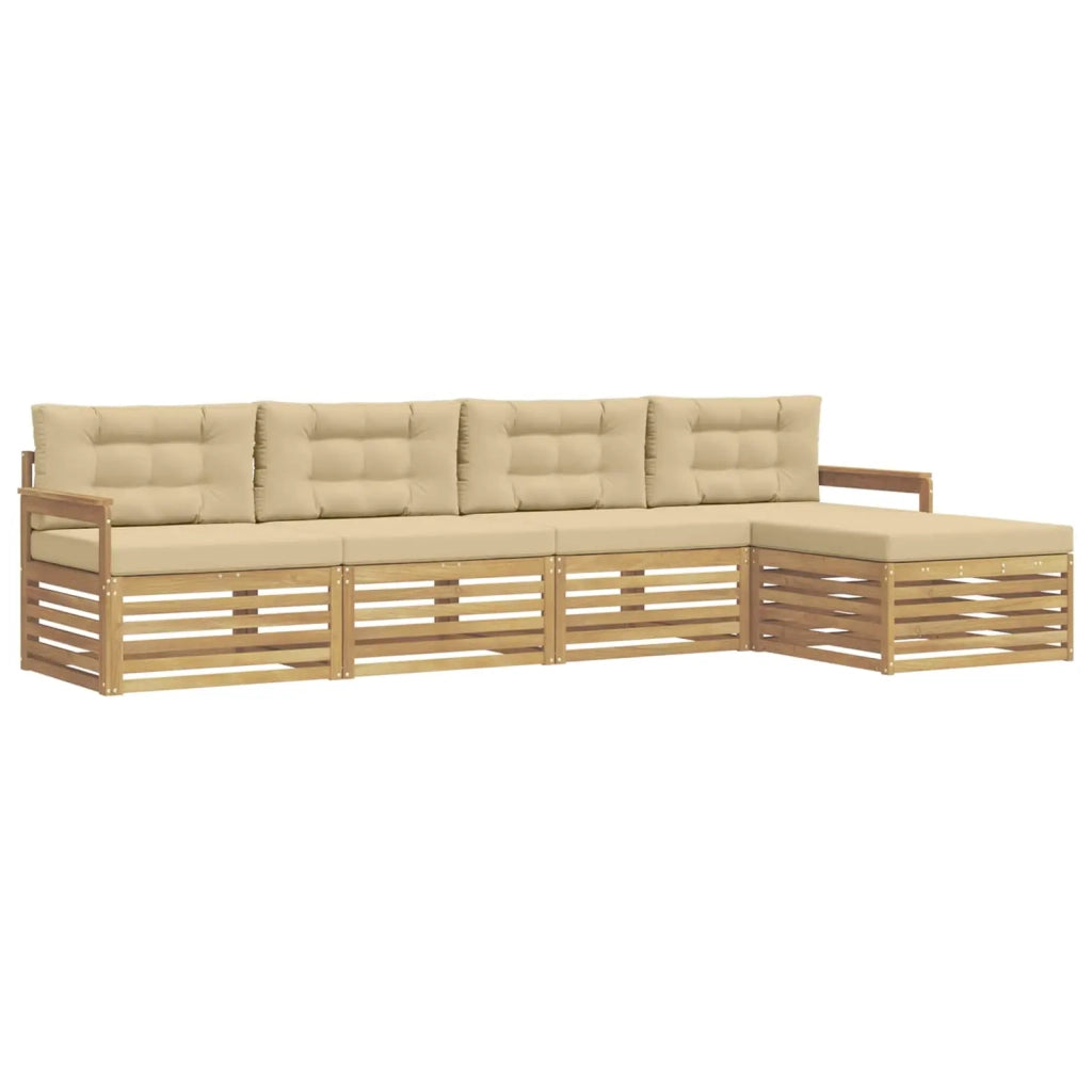 Set di divani da esterno 5 pcs Bianco e Beige Poliestere 3390313