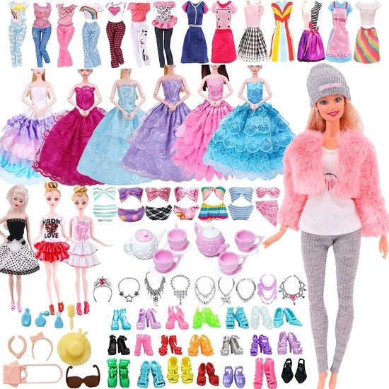 Set di vestiti per bambole 51 pezzi - Abiti da sposa/miniabiti - Modelli di gonna/toppe - Costumi da bagno/calzature - Accessori 30 cm - Stili unici - Vestiti per bambole