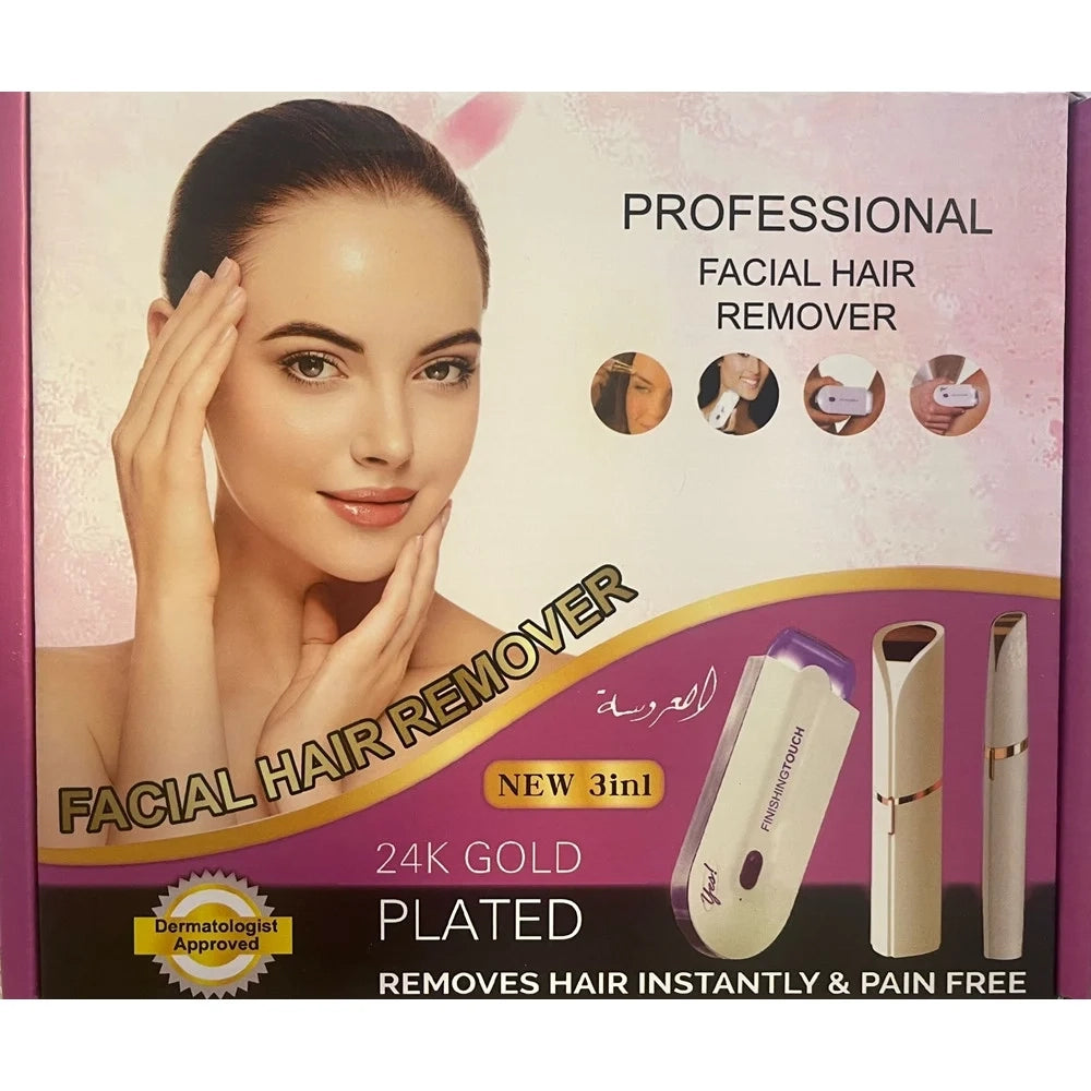 Trade Shop - Kit 3in1 Epilatori Viso Professionale Trimmer Per Rimozione Istantanea Indolore Peli -