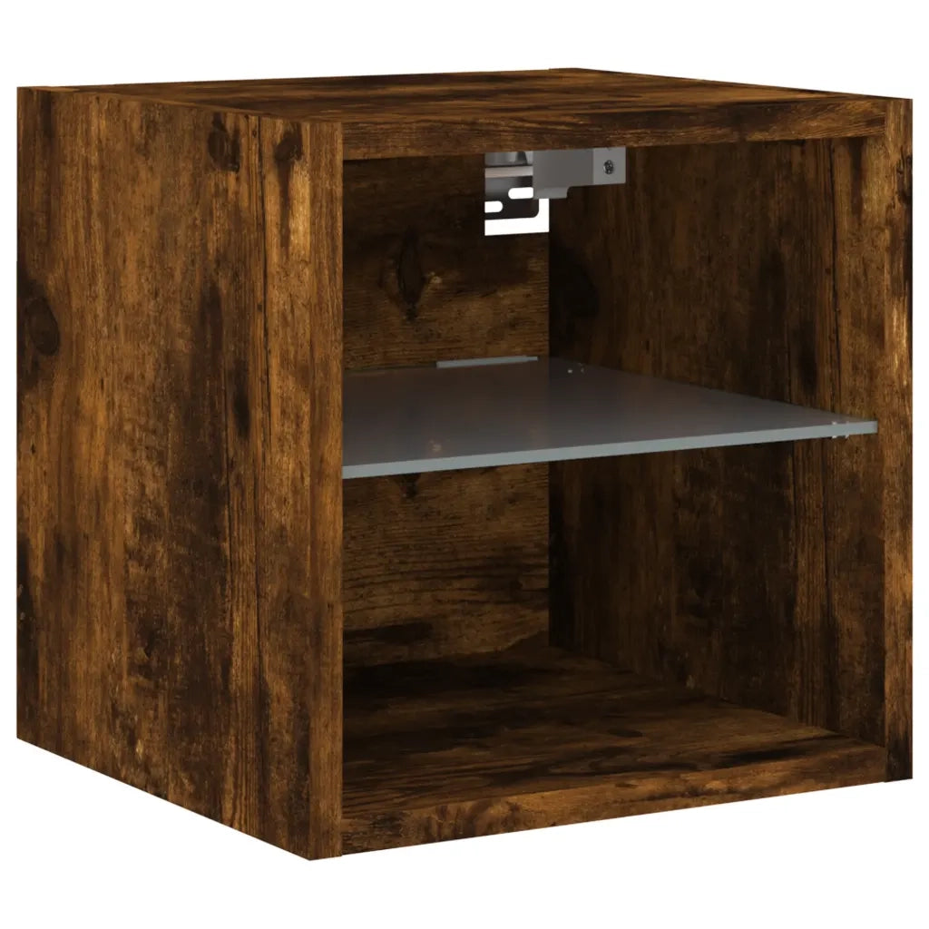 Mobili TV a Muro con LED 6pz Rovere Fumo in Legno Multistrato 3216619