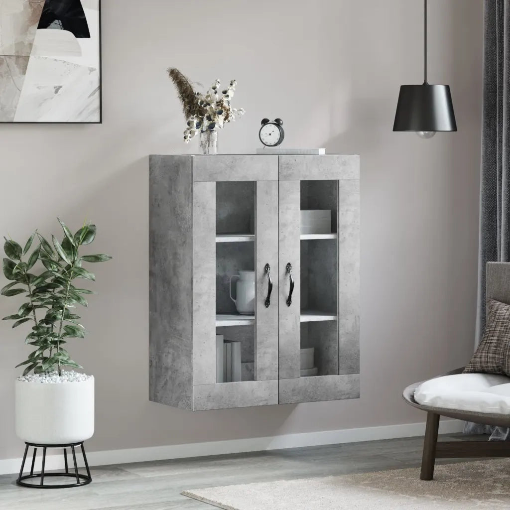 Mobile a Parete Grigio Cemento 69,5x34x90 cm Legno Multistrato 834990