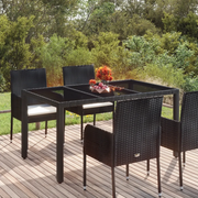 Tavolo da Giardino Piano in Vetro Nero 150x90x75 cm Polyrattan cod mxl 34359