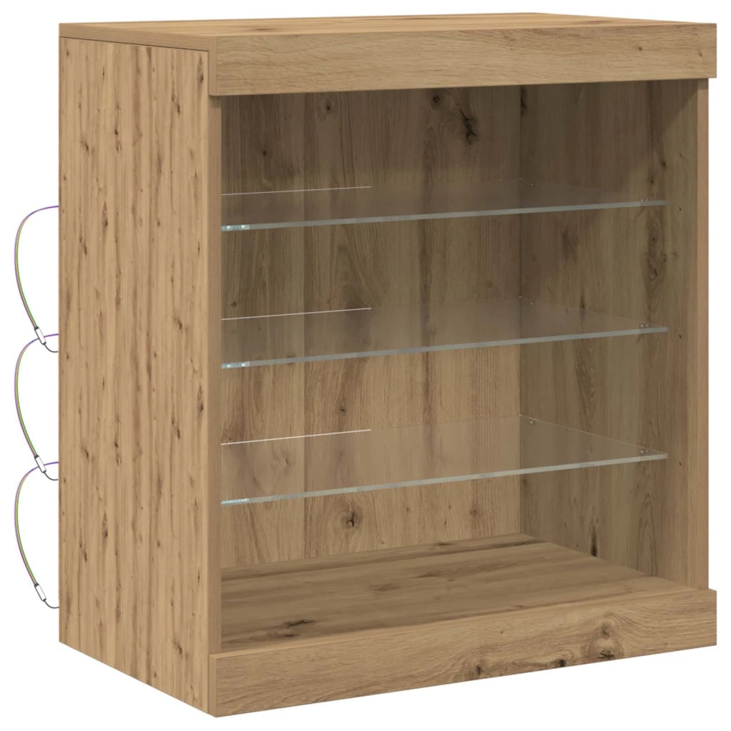 Madia LED con strisce LED Rovere artigianale 60,5 x 37 x 67 cm 863043