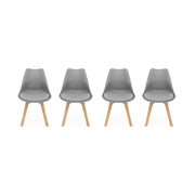 Set 4 sedie scandinave imbottite con gambe in legno , grigio