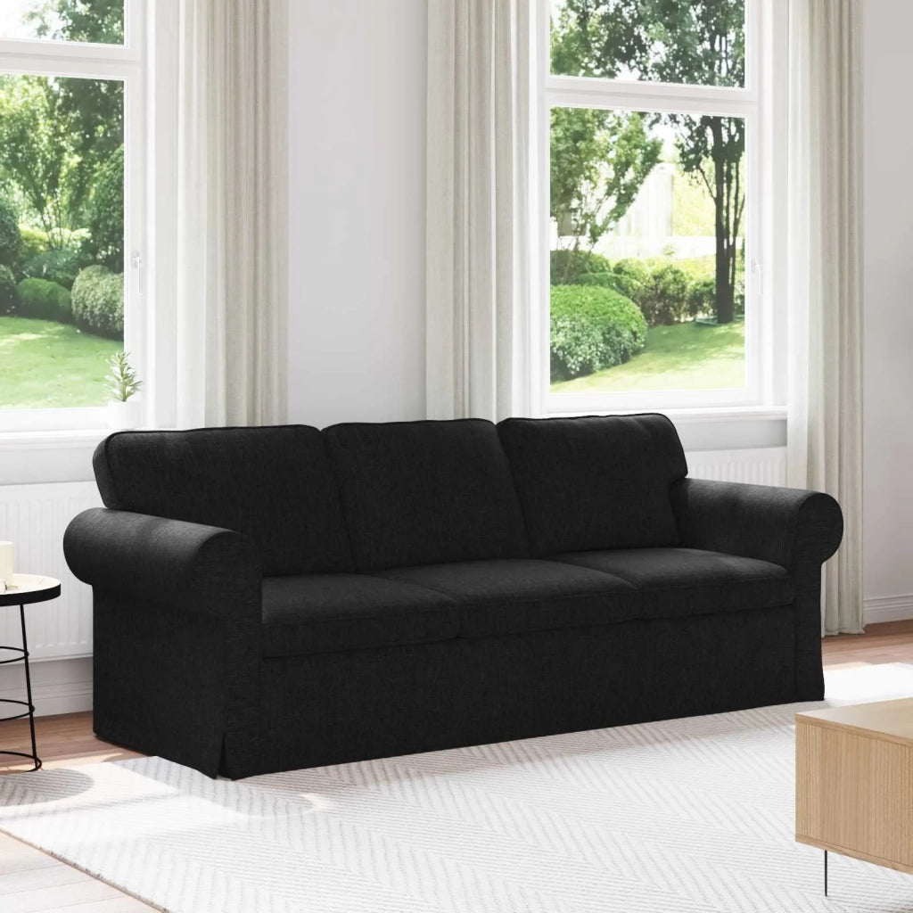 Divano Nero 215 x 82 x 80 cm Tessuto
