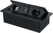 Casella di alimentazione da installare sul tavolo, cassettino stuzzo pop-up, cassettino stuzzo per dispositivi multimediali nascosto, hub di alimentazione multifunzionale, 2 prese + 2 porte di ricarica USB, nero.