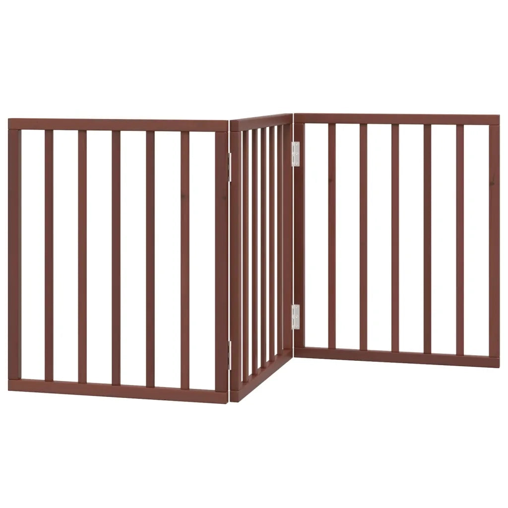 vidaXL Cancello Cani Pieghevole 3 Pannelli Marrone 150cm Legno Pioppo