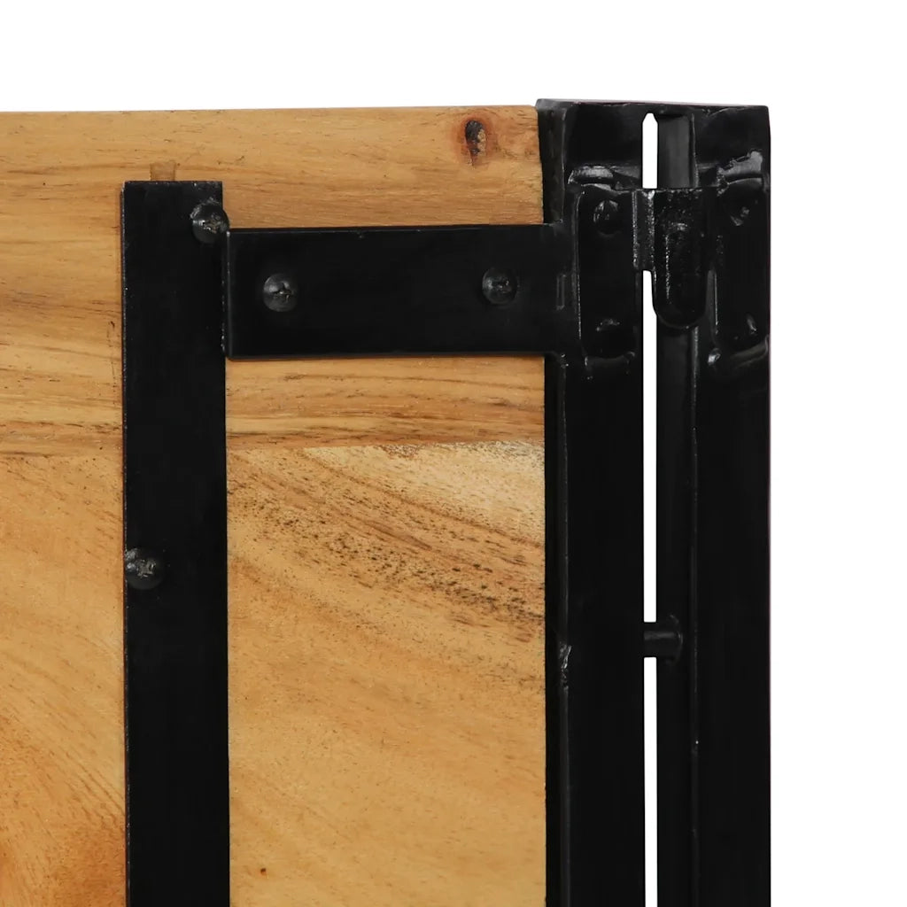 Testiera-Testata-Testiera Decorativa 180 cm in Legno Massello di Acacia e Ferro