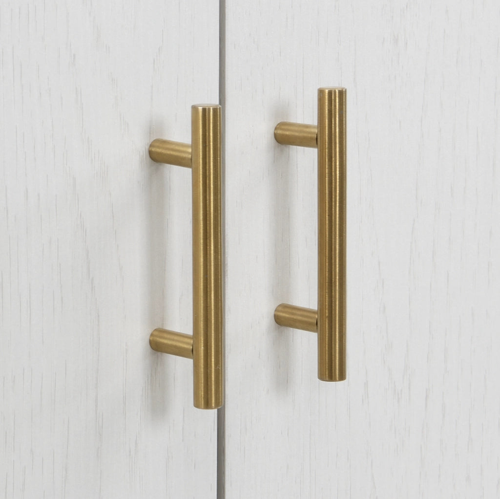 Sideboard moderno bianco e oro in MDF con 4 porte, ripiani regolabili, per soggiorno e corridoio