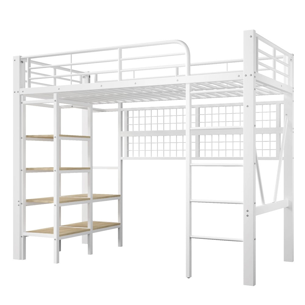 Letto a Soppalco con LED ¨C Xylo ¨C Bianco, Metallo, 90x200 cm