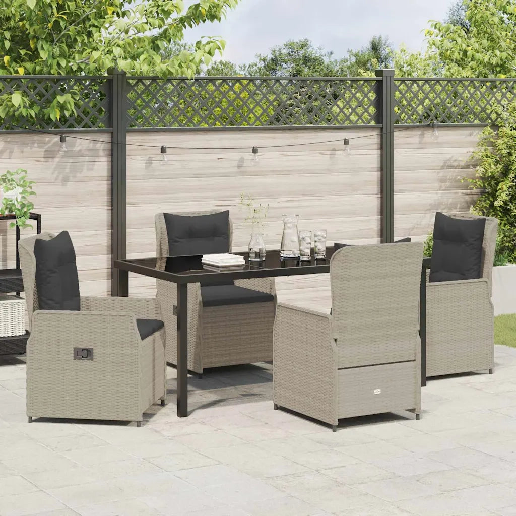 Set da Pranzo per Giardino 5 pcs Grigio chiaro polyrattan 3380977