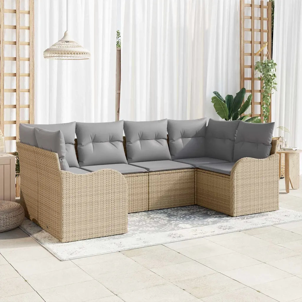 Set Divano da Giardino 6 pcs beige e grigio chiaro Poly Rattan 3354509