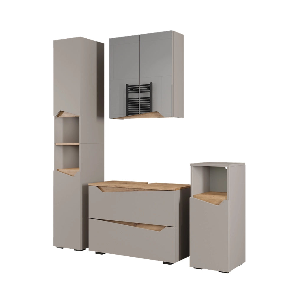 Vicco Set di mobili da bagno Greige/Artigianale 4 parti