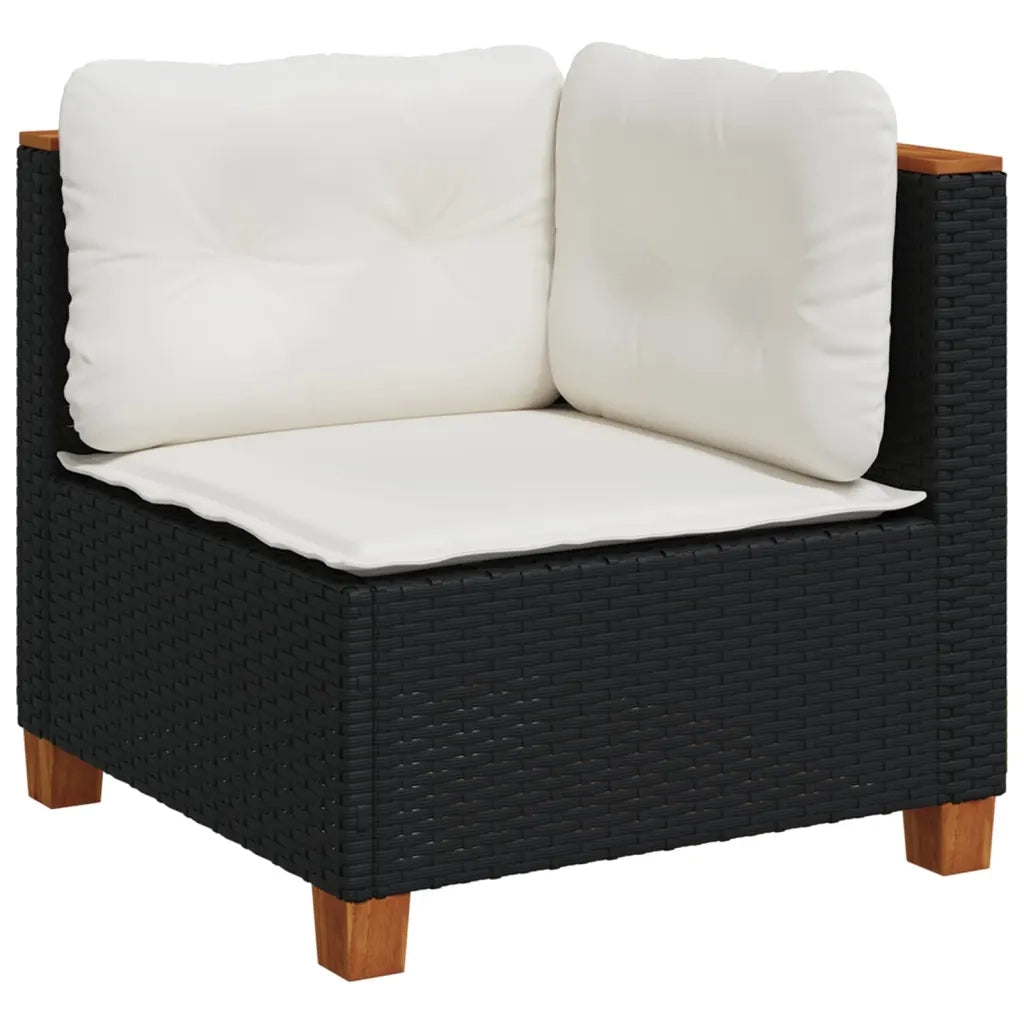 Set Divani da Giardino 5 pz con Cuscini in Polyrattan Nero 3261833