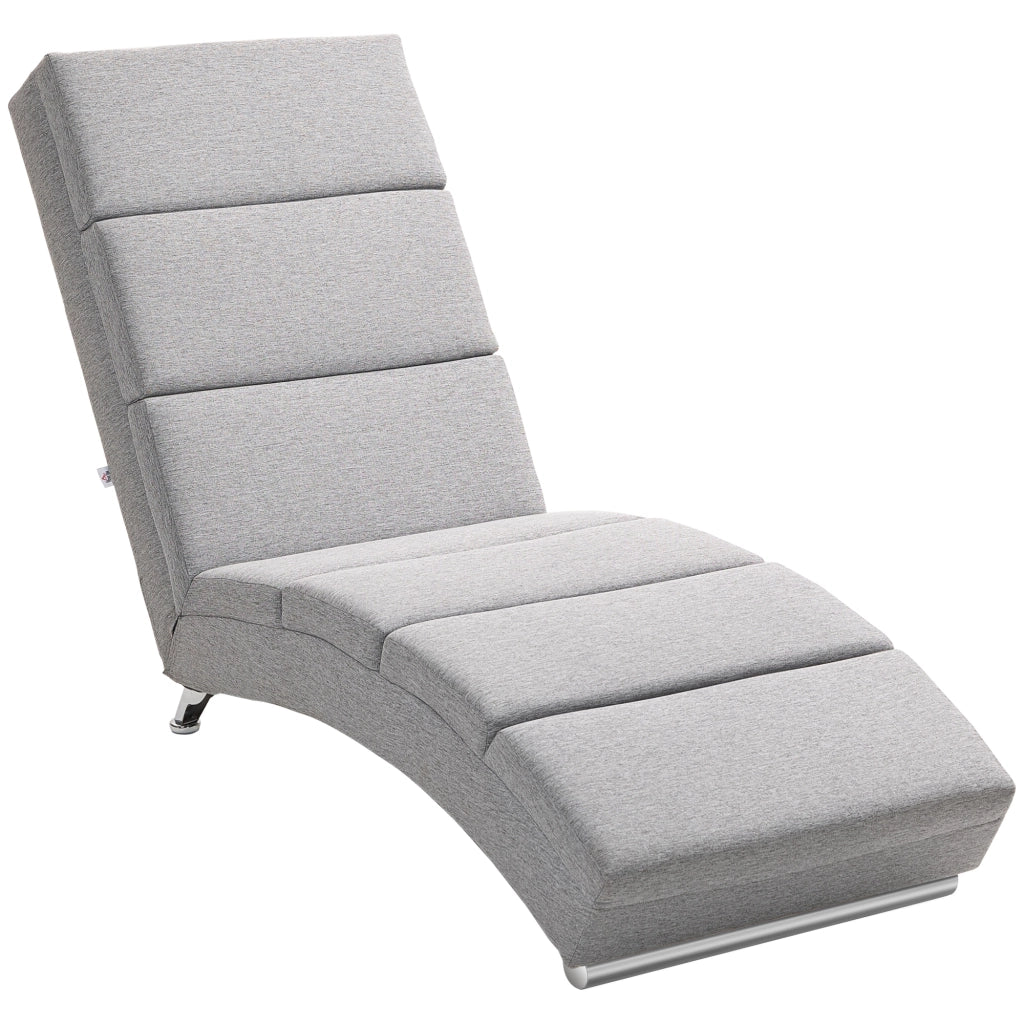 Poltrona Chaise Longue Reclinabile ¨C Zephmum ¨C Grigio Chiaro Tessuto Imbottito